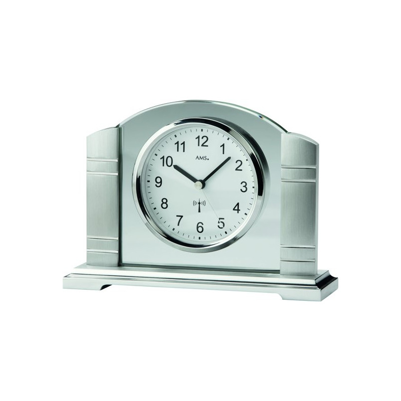 Horloge De Table Radio-pilotée AMS 5118 - Cadran Beige Bois - 22x22x4 Cm